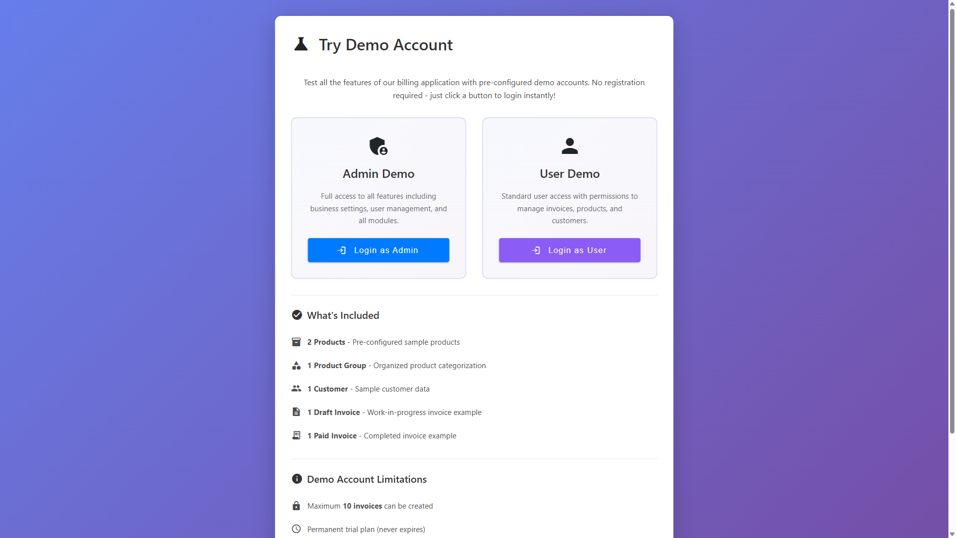 Demo Login