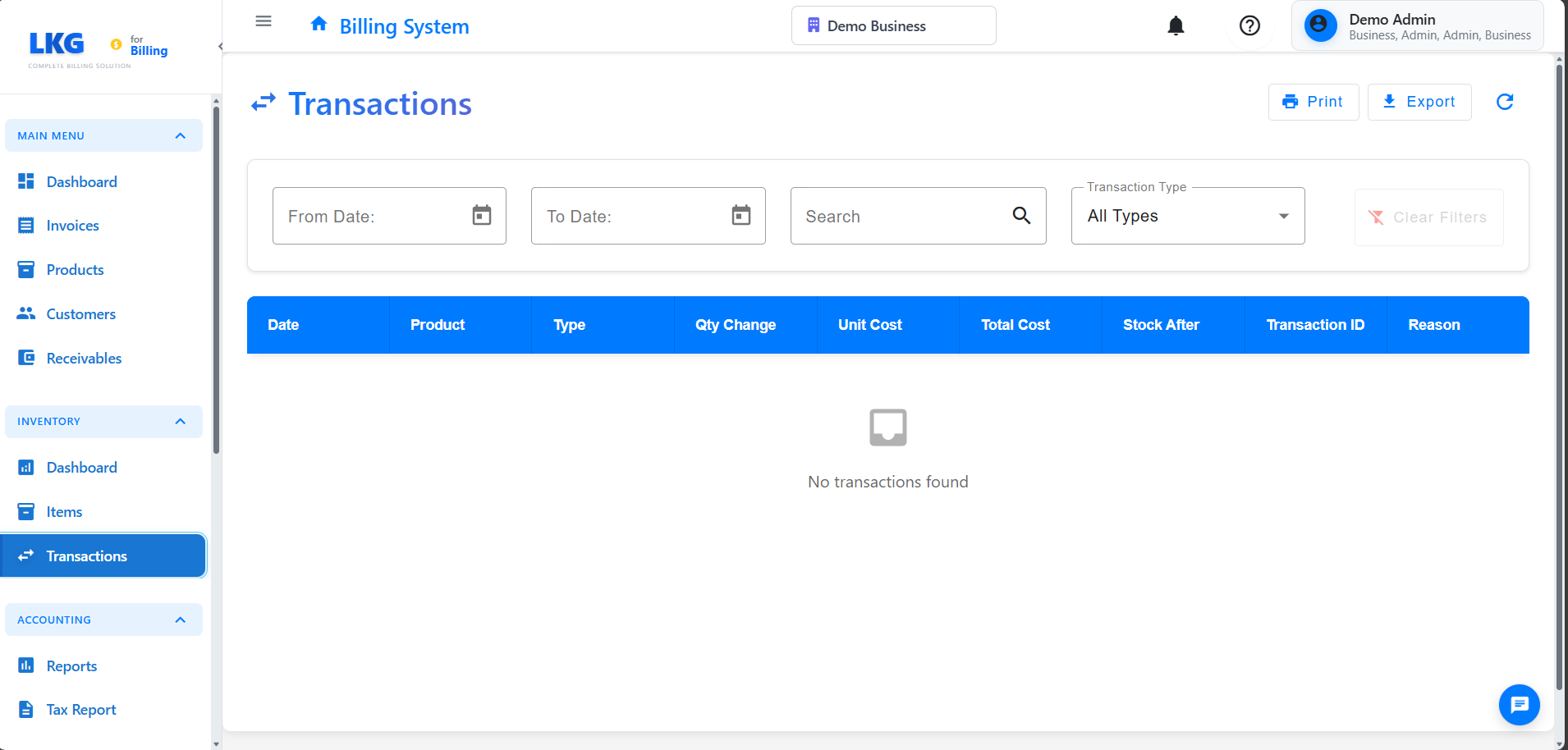 Inventory Transactions